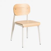 Krzesło Do Jadalni Z Forniru Dębowego I Żelaza And Gardenia Biel - Sklum