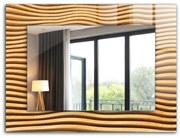 Lustro ramka z nadrukiem Fale drewniane