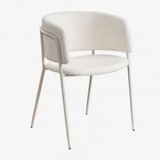 Krzesło Do Jadalni Tapicerowane Nalon Kremowa Tapioca & Chenille Biały & Borreguito - Sklum