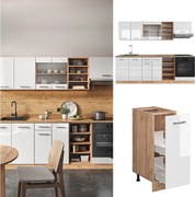 Zabudowa kuchenna biały wysoki połysk/złoty dąb power 240x46x81.6 r-line