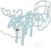 Świąteczna dekoracja renifer z saniami, zimna biel, 140 cm