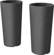 Outsunny Zestaw 2 Donic, Stosowane jedna w drugiej, Donice z Odpływem 35x35 cm, Okrągłe, Ciemnoszare | Aosom PL