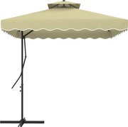 Outsunny Parasol ogrodowy, Parasol na bocznym maszcie, dekoracyjny brzeg, dach wentylacyjny, konstrukcja metalowa, 2,4x2,4x2,6m, Beżowy