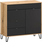 Komoda z szufladami na nóżkach dąb evok + czarny H6-M32