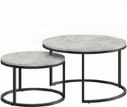 HOMCOM Nowoczesny Zestaw Stolika Kawowego 2w1, Piętrowane Stoliki z Metalową Ramą do Salonu, Sypialni, Biura, Czarny | Aosom PL