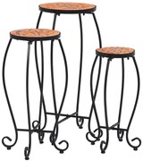 Zestaw terakotowych okrągłych stolików mozaikowych C3-C57