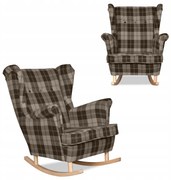 Fotel uszak Winston bujany skandynawski Family Meble krata brązowa