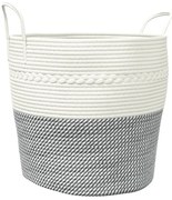 Materiałowy kosz na pranie z uchwytami biały + szary R5-T56