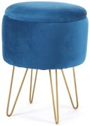 Okrągła pufa z otwieranym pojemnikiem niebieska P6-B09