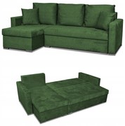 Narożnik Bella rozkładany funkcją spania rogówka Family Meble zielony welur