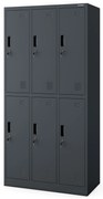 Szafka socjalna ubraniowa BHP antracyt: 6-drzwiowa IGOR, 900 x 1850 x 450 mm