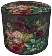 Zielono-czerwona tapicerowana pufa z motywem florystycznym Z4-Z86