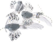 Zestaw szarych ptaszków z klipsem, 14 cm, 3 szt.