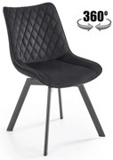 Krzesło tapicerowane K520 VELVET czarne obracane HALMAR