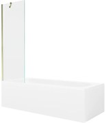 Mexen Vega wanna prostokątna 160 x 70 cm z obudową i parawanem 1-skrzydłowym 60 cm, transparent, złoty - 550116070X9506000050