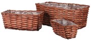 Zestaw skrzynek ogrodowych z wikliny, 3 szt.,  3 rozmiary