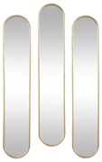 Zestaw 3 owalnych luster z metalu – 23 × 120 cm (szer. × wys.) – kolor złoty – JAYLEN