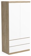 Szafa 90cm Garderoba z 2 szufladami i wieszakiem LUNA Dąb Sonoma/Biały