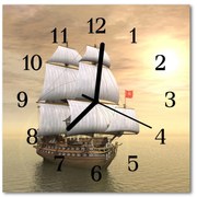 Zegar szklany kwadratowy Statek