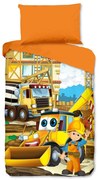 Pomarańczowa bawełniana pościel dziecięca jednoosobowa 140x200 cm Building – Good Morning