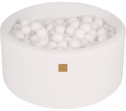 Okrągły Suchy Basen Z Piłeczkami 7cm Dla Dziecka, 90x40cm/300 Piłek, Boucle, Biały, Piłki: Białe - Meowbaby®