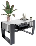 Prostokątna Ława Czarny Biały Lamelowa Do Salonu + K1-C50