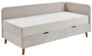 Beżowe tapicerowane łóżko jednoosobowe ze schowkiem 90x200 cm Cabana – Meise Möbel