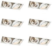 Zestaw 6 reflektorów wpuszczanych białych regulowanych AR111 bezramkowych 2-źródła światła - Oneon