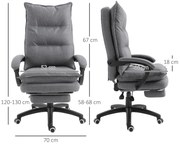 Vinsetto Fotel biurowy z masażerem obrotowy regulowane oparcie do 135° i wysokość szary | Aosom PL