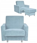 Fotel rozkładany z podnóżkiem Alicja błękitny