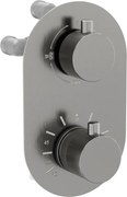 Mexen Kai termostatyczna bateria wannowo-prysznicowa 3-wyjściowa, gun gray szczotkowany - 77602-66