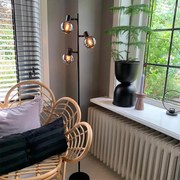 Inteligentna lampa podłogowa czarna z dymionym szkłem w zestawie 3 WiFi P45 - Vidro ArtDeco Oswietlenie wewnetrzne