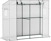 Outsunny Mini szklarnia, szklarnia przyścienna z rolowanymi drzwiami i oknami siatkowymi, odporna na UV, dla kwiatów, sadzonek, roślin, Biała