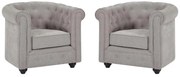 Zestaw 2 foteli z  szarej tkaniny CHESTERFIELD