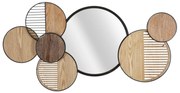 Ozdoba ścienna z lustrem i drewnianymi elementami, 123,2 x 63,5 cm