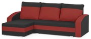 Narożnik kanapa z funkcją spania KING Czarny/Czerwony