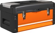 HOMCOM Pusta Skrzynka na Narzędzia, 49,7 x 25,3 x 23 cm, z Szufladą, Mini-Boxem, Stalowe, Pomarańczowe