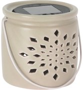 Latarnia solarna Darena różowa, 9,2 x 9 x 11 cm,porcelana