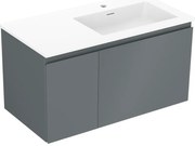 Mexen Orio szafka łazienkowa 90 cm z umywalką Otis prawą, 1S, 1D, grafit mat/biała mat - 91A13-09047-3-BBFF66-W18P01