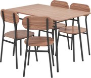 HOMCOM Zestaw stolik stołowy z krzesłami do jadalni, design przemysłowy, 110 cm x 70 cm x 75 cm, Brąz