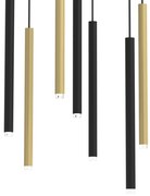 Lampa wisząca MONZA BRASS 7xG9 max 8W LED tuba czarna, złota, 7 kloszy
