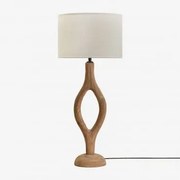 Lampa Stołowa Z Drewna Mango Gracia Drewno Mango & Biały Ø30 Cm - ↑25 Cm Arlina - Sklum
