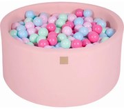 Okrągły Suchy Basen Z Piłeczkami 7cm Dla Dziecka, 90x40cm/300 Piłek, Bawełniany, Jasnoróżowy, Piłki: Miętowe, Błękitne, Jasnoróżowy, Pastelowy Róż - Meowbaby®