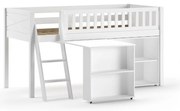 Białe podwyższone łóżko dziecięce z litego drewna sosnowego ze schowkiem 90x200 cm SCOTT – Vipack