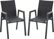 Zestaw 2 sztaplowanych  foteli ogrodowych z aluminium i textilenu - Antracyt - LIOUS od MYLIA