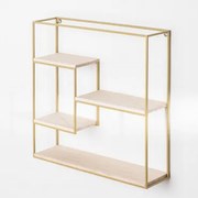 Regal Scienny Z Drewna I Stali Yazek Złoto - Sklum