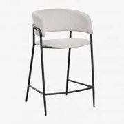 Wysoki Taboret Tapicerowany Nalon ↑65 Cm & Czarny & Tkaniny Distressed White - Sklum