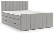 Jasnoszare łóżko boxspring ze schowkiem 180x200 cm Ruby – Maison de Rêve