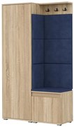 Garderoba z welurowym panelem ściennym dąb sonoma + granat R0-A32