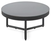 Okrągła czarna ława 60/30 cm szkło/MDF/stal COSMO S